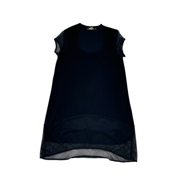 SYMPLI Navy Blue Mesh Detail Tunic Top Size 8 Womens Jersey Knit Lagenlook - Picture 4 of 9